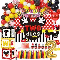 Suprimentos de festa GREPARPY Mickey 2nd Birthday Boy com pano de fundo