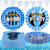 Suprimentos de festa HAPPARTY Boss Birthday servindo 24 convidados Suprimentos de festa HAPPARTY Boss Birthday servindo 24 convidados