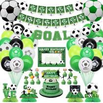 Suprimentos de festa Hegbolke Soccer Birthday com banner, balões