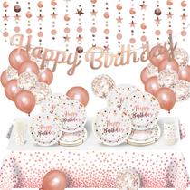 Suprimentos de festa Irichna Rose Gold Birthday para mulheres/meninas
