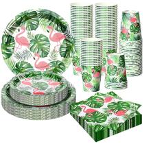 Suprimentos de festa Jingmore Tropical Flamingo para 50 convidados