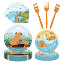 Suprimentos de festa Joybileefun Capybara Birthday serve 24 convidados