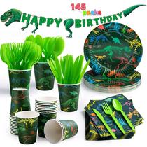 Suprimentos de festa JOYIN 145 peças para aniversário de dinossauro de 2 a 8 anos