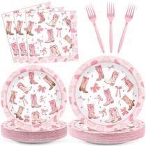 Suprimentos de festa Justforjoyful Coquette Bow Cowgirl 96 unidades Suprimentos de festa Justforjoyful Coquette Bow Cowgirl 96 unidades