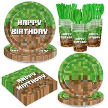 Suprimentos de festa JVORFDG Green Birthday Decor 168 unidades para 24