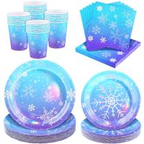 Suprimentos de festa Kochorie Winter Snowflake 96 unidades para 24 convidados
