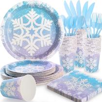 Suprimentos de festa LOOWVY 175 unidades Snowflake Frozen Birthday