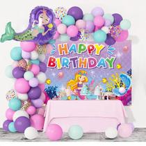 Suprimentos de festa Mermaid Balloons Garland Arch Kit com banner Suprimentos de festa Mermaid Balloons Garland Arch Kit com banner