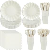 Suprimentos de festa Newtay, 350 unidades para 50 convidados, branco creme Suprimentos de festa Newtay, 350 unidades para 50 convidados, branco creme