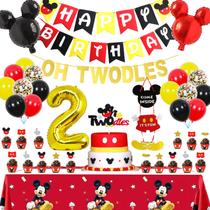 Suprimentos de festa Nyhpar Mickey Mouse 2nd Birthday Oh Twodles