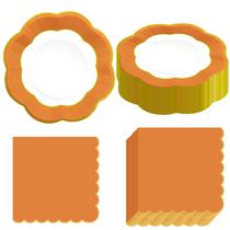 Suprimentos de festa: pratos e guardanapos laranja VEIZEDD x100