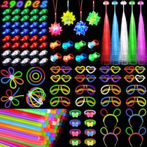 Suprimentos de festa que brilham no escuro TSDATOWR com luz LED 290 unidades Suprimentos de festa que brilham no escuro TSDATOWR com luz LED 290 unidades