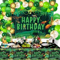 Suprimentos de festa QUERICKY Reptile Birthday com pano de fundo e balões Suprimentos de festa QUERICKY Reptile Birthday com pano de fundo e balões