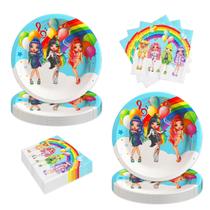 Suprimentos de festa Rainbow High Dolls, 40 unidades de pratos e guardanapos