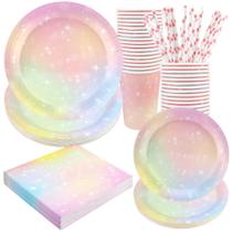 Suprimentos de festa Recheel Pastel Birthday para 24 convidados Suprimentos de festa Recheel Pastel Birthday para 24 convidados