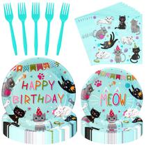 Suprimentos de festa SiliFine Cat Birthday 122 unidades para 24 convidados Suprimentos de festa SiliFine Cat Birthday 122 unidades para 24 convidados