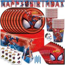 Suprimentos de festa Spiderman Birthday serve 16 pessoas com talheres