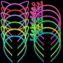 Suprimentos de festa Suyegirl Glow in The Dark Cat Ear Crowns 12 unidades