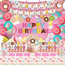 Suprimentos de festa TATAUP Donut Birthday com banner, balões, etc Suprimentos de festa TATAUP Donut Birthday com banner, balões, etc