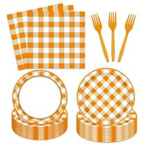 Suprimentos de festa Utolily Orange White Buffalo Checked Plaid Suprimentos de festa Utolily Orange White Buffalo Checked Plaid