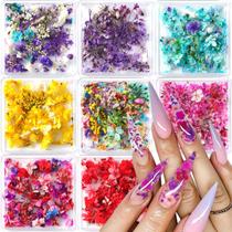 Suprimentos para arte de unhas com flores secas SUTOZMIWE 8 caixas com pinça Suprimentos para arte de unhas com flores secas SUTOZMIWE 8 caixas com pinça