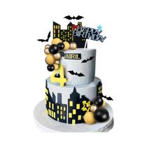 Suprimentos Para Festa De Aniversário Com Tema De Morcego Para Meninos, 37 Peças, Topo De Bolo De Suprimentos Para Festa De Aniversário Com Tema De Morcego Para Meninos, 37 Peças, Topo De Bolo De