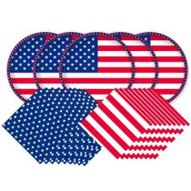 Suprimentos para festas: 50 porções descartáveis Gatherfun American Flag Suprimentos para festas: 50 porções descartáveis Gatherfun American Flag