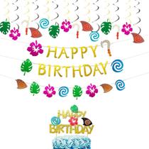 Suprimentos para festas, banner de aniversário de Jevenis Moana, 17 unidades