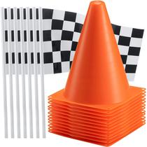 Suprimentos para festas Bedwina Traffic Cones Racing Checkered Flags