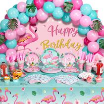 Suprimentos para festas Blosssound Flamingo Birthday 171 unidades