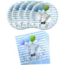 Suprimentos para festas Blue Elephant Baby Shower 20 pratos e guardanapos Suprimentos para festas Blue Elephant Baby Shower 20 pratos e guardanapos