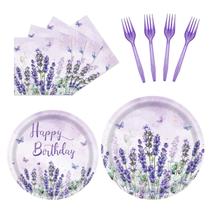 Suprimentos para festas BOKFJBP Lavender Paper Plates 24 Guests