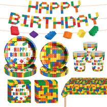 Suprimentos para festas Building Block Birthday Serve 24 Kids NICDIY