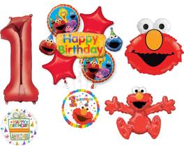 Suprimentos para festas, buquê de balão, decorações, 1º aniversário de Elmo
