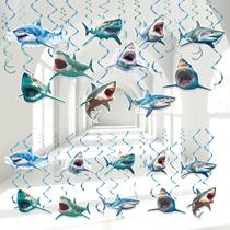 Suprimentos para festas CHUNNIN Shark Birthday Hanging Swirls 60 unidades Suprimentos para festas CHUNNIN Shark Birthday Hanging Swirls 60 unidades