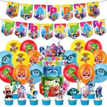 Suprimentos para festas de aniversário MC TTL Inside out 2 com banner e chapéu