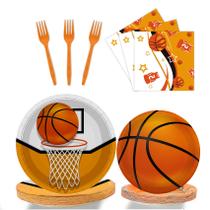 Suprimentos para festas de basquete BQK: 96 unidades, pratos e guardanapos