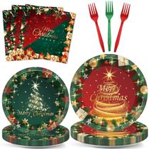 Suprimentos para festas de Natal - pratos e guardanapos de papel - 96 unidades Suprimentos para festas de Natal - pratos e guardanapos de papel - 96 unidades