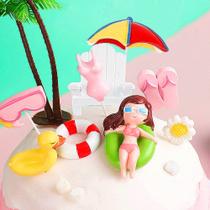 Suprimentos para festas de verão para decoração de bolos Beach Cake Toppers