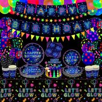Suprimentos para festas Dvaorc Let's Glow Neon Blacklight Party 238 unidades