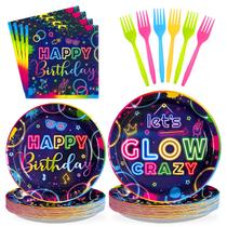 Suprimentos para festas, guardanapos Grencian Neon Glow Plates, 96 unidades