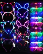 Suprimentos para festas Honoson Glow in The Dark com óculos de LED e faixa de cabeça Suprimentos para festas Honoson Glow in The Dark com óculos de LED e faixa de cabeça