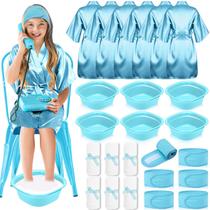Suprimentos para festas no spa Bunnycool Kids com roupões, bacias e toalhas