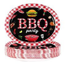 Suprimentos para festas para churrasco, 50 unidades de pratos de papel guingão vermelho na Grécia Suprimentos para festas para churrasco, 50 unidades de pratos de papel guingão vermelho na Grécia