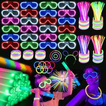 Suprimentos para festas SHQDD 248 PCS Glow Sticks, óculos LED e espuma