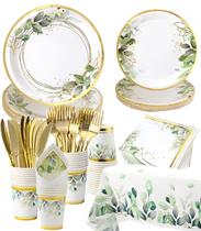 Suprimentos para festas Winoo Design Greenery Plates serve 16 Suprimentos para festas Winoo Design Greenery Plates serve 16