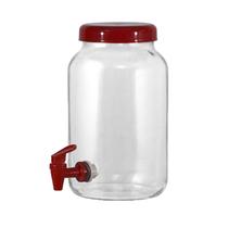 Suqueira Barrica Vidro Multiuso 3,2L Tampa Color Vermelho