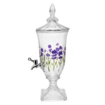 Suqueira com Pé e Tampa Lavanda Hand Painting 2L Cristal Suqueira com Pé e Tampa Lavanda Hand Painting 2L Cristal