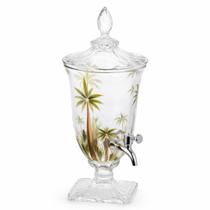 Suqueira Com Pé E Tampa Palm Tree Handpaint 2l Cristal Wolff Transparente