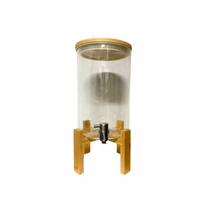 Suqueira de Vidro 5 Litros Transparente com Base de Bambu Suqueira de Vidro 5 Litros Transparente com Base de Bambu